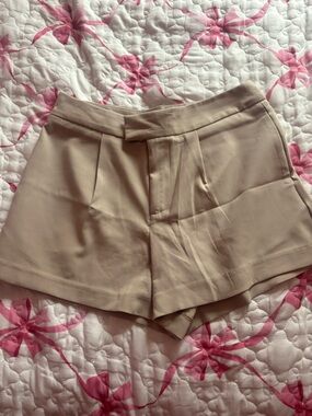 Beige High-Waist Women’s Dress Shorts